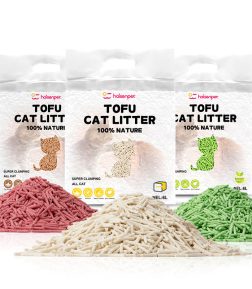 Haisen Manufacturers Plant Cat Sand High Quality Low Dust 6L Clumping Crushed Stripe Shape Tofu Cat Litter