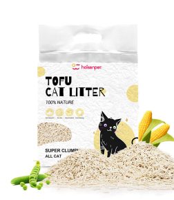 Haisen OEM Premium White Colour Plant Cat Sand Milk Scent 6l Eco Clean 2mm Stripe Shape Dust Free Clumping Tofu Cat Litter