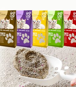 OEM Wholesale 5kg 100% Natural Lavender Lemon Coffee Green Tea Ball Shape Dust Free Kitty Clumping Bentonite Cat Litter Sand