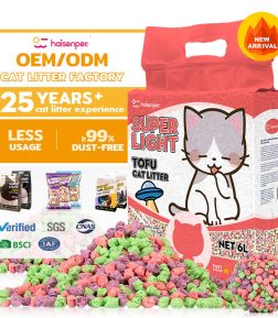 HAISEN Cat Litter Manufacturer Pink Green Eco Clean Soya Plant Clumping Tofu Cat Litter