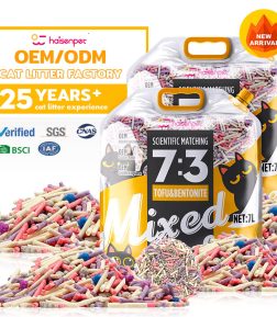 HAISENPET Factory Red Pink Blue Green Grey Clumping OEM/ODM Mixed Cat Sand Litter