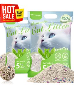 Hot Sell OEM ODM Free Samples Deodorization 100% Natural Green Tea Kitty Clumping Bentonite Cat Litter