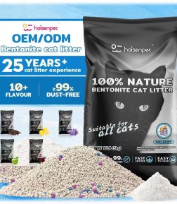 BSCI Arena Para Gatos Haisen Bentonite High Quality Natural Limpieza De Mascotas Bentonite Litter Cat Arena Sanitaria Para Gatos