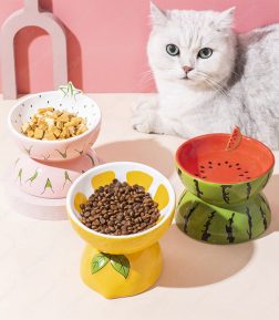 Fast Delivery High-Foot Cervical Spine Protection 13*13*9.5 Ceramic Pet Cat Feeding Bowl