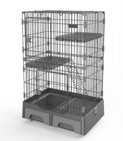 Wholesale 3-Layer Metal Large Universal Wheel Removable Stainless Steel Wire Cat House Cage With Litter Box and Storage Box