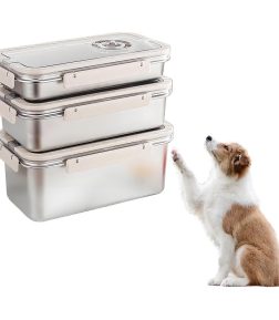 Wholesale Stackable Stainless Steel Pet Food Storage Container Reusable Fresh Keeping Box for Dogs & Cats Feeding