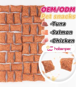 Custom OEM ODM Crispy Bite Snack Tuna Salmon Chicken Dry Cat Snacks Dog Treats Food
