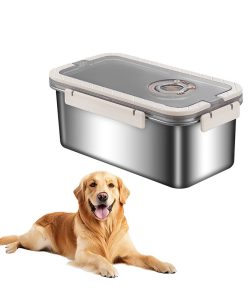 Manufacturer Solid Pattern Stainless Steel Airtight Bottle-Shaped Pet Food Storage Container for Cats and Dogs