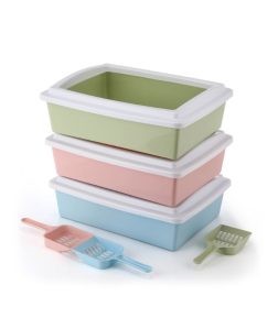 Rectangular Pet Semi-closed Cat Litter Box Litter Tray Toilet Plastic Cat Litter Box With Shovel