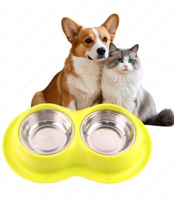 Custom Logo Large Portable  Dog Cat Feeding Water Bowl Pink Green Blue High Quality Non-Slip Feature Stainless Steel Pet Bowl