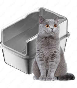 OEM ODM Custom Logo Package 60*40*30 cm Semi-closed Stainless Steel Cat Litter Box