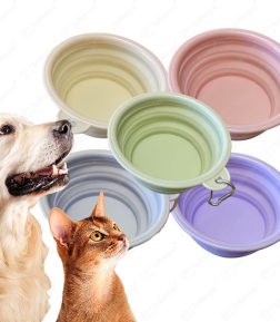 Custom Logo  Cat Artifact Drinking Water Feeding Cup16*16*6CM 650ML Dog Portable Outdoor Pet Folding Bowl