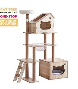 Wooden House Cat Tree Wood Design Multi-level Tree Big Cheap Cat Tree With Litter Box Enclosure