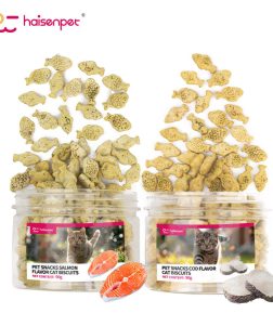 Factory Direct Supply Air-Dried Pet Food Fish Shape Salmon Tuna Cat Biscuits Snack Food