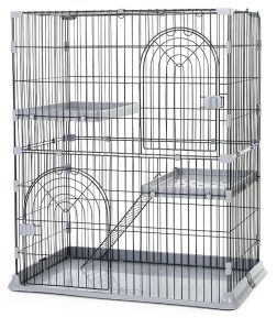 Wholesale Green Pink Gray Coated Stainless Steel Cat Nestdouble-Layer Cat Villa Pet Cage