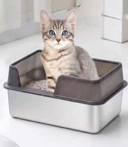 OEM ODM Adequate Stock High fence Oversized Cat toilet Semi-enclosed Stainless Steel Cat Litter Box
