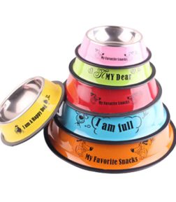 Factory Direct Sales Non-Slip Durable Stainless Steel Cartoon Portable Dog Cat Feeding Water Bowls