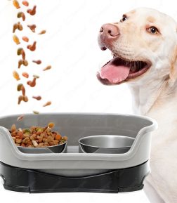 Wholesale Custom 31.5*7 0.619 kg Double Wall Vacuum Stainless Steel Pet Bowls Food Feeder Bowls for Dog