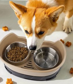 Wholesale Stainless Steel Slow Feeder and Water Bowl 6.5cm 2 in 1 Pet Dish for Dogs and Cats with NonSlip Base