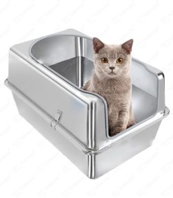 Factory Direct Sales Splash-Proof Oversized Top-in Cat Toilet Semi-Enclosed Stainless Steel Cat Litter Box