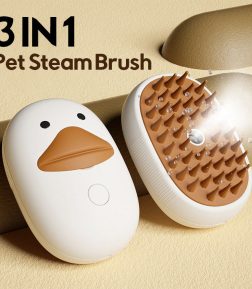 Custom Service Dog Cat Comb Yellow White Duckling Shape Steam Brush for Pet