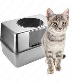 Free Samples White Label Cabinet Wholesale Bulk 60*40*30 cm Semi-closed Stainless Steel Cat Litter Box