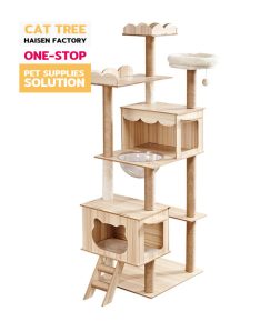 Cat Climbing Frame Tree Real Branch Enclosure Wooden House Cat Tree Cat Tree With Litter Box