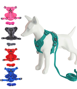 OEM ODM Factory Wholesale Nylon Adjustable Pet Leash Simple Reflect Light Dog Collar Harnesses