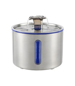 Automatic Led Cat Water Fountain Circular Perspective Window 304 Stainless Steel Pet Drinking Water Dispenser