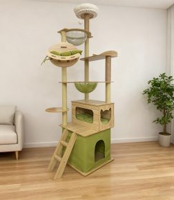 Custom Gray Big Indoor Cute 50*50*195cm Cat Climbing Tree Large Arbre a Chat Luxury Modern Large Cat Tree