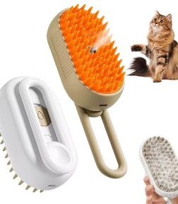 Custom Logo New Arrival One Click Spray Comb Off Floating Hair Silicone Foldable 3 in 1 Electric Pet Steam Brush