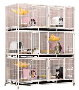 Outdoor Animal Cage Metal Pet Breeding Cage Stainless Steel Wire 6-Door 3-Layer Cat Cage With Wheels