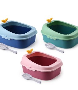 Wholesale Whale Cat Toilet Large Thickened Semi Enclosed High Fence Removable Cat Litter Box