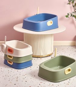 Wholesale Cat Toilets With Cat Litter Shovels Double Ear Handles Square Shape Self Cleaning Cat Litter Box